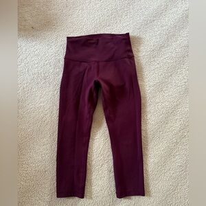 Wundertrain burgundy crop leggings size 6 lululemon